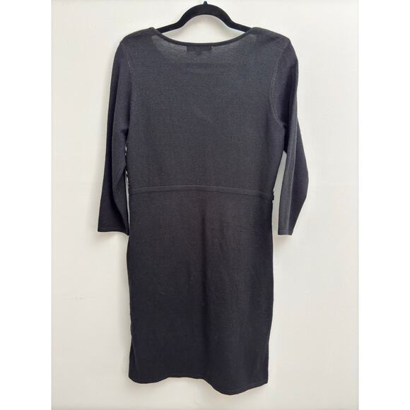 Black & White Zebra Animal Print Long Sleeve Midi Soft Sweater Shift Dress-Large - Picture 5 of 7